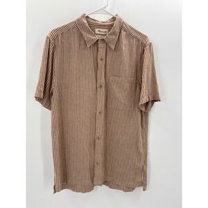 Madewell Easy Fit Mens Striped Short Sleeve Button Down Shirt S Linen Viscose